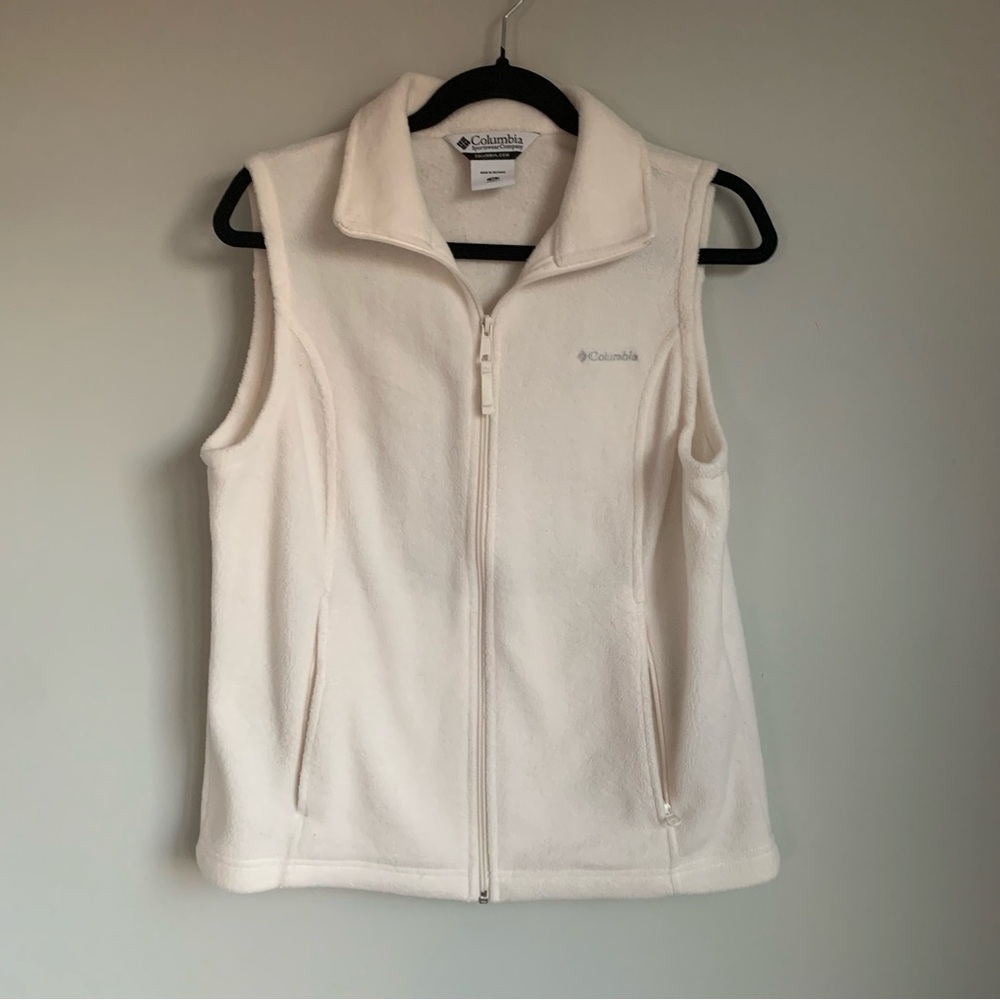 Columbia White Fleece Vest